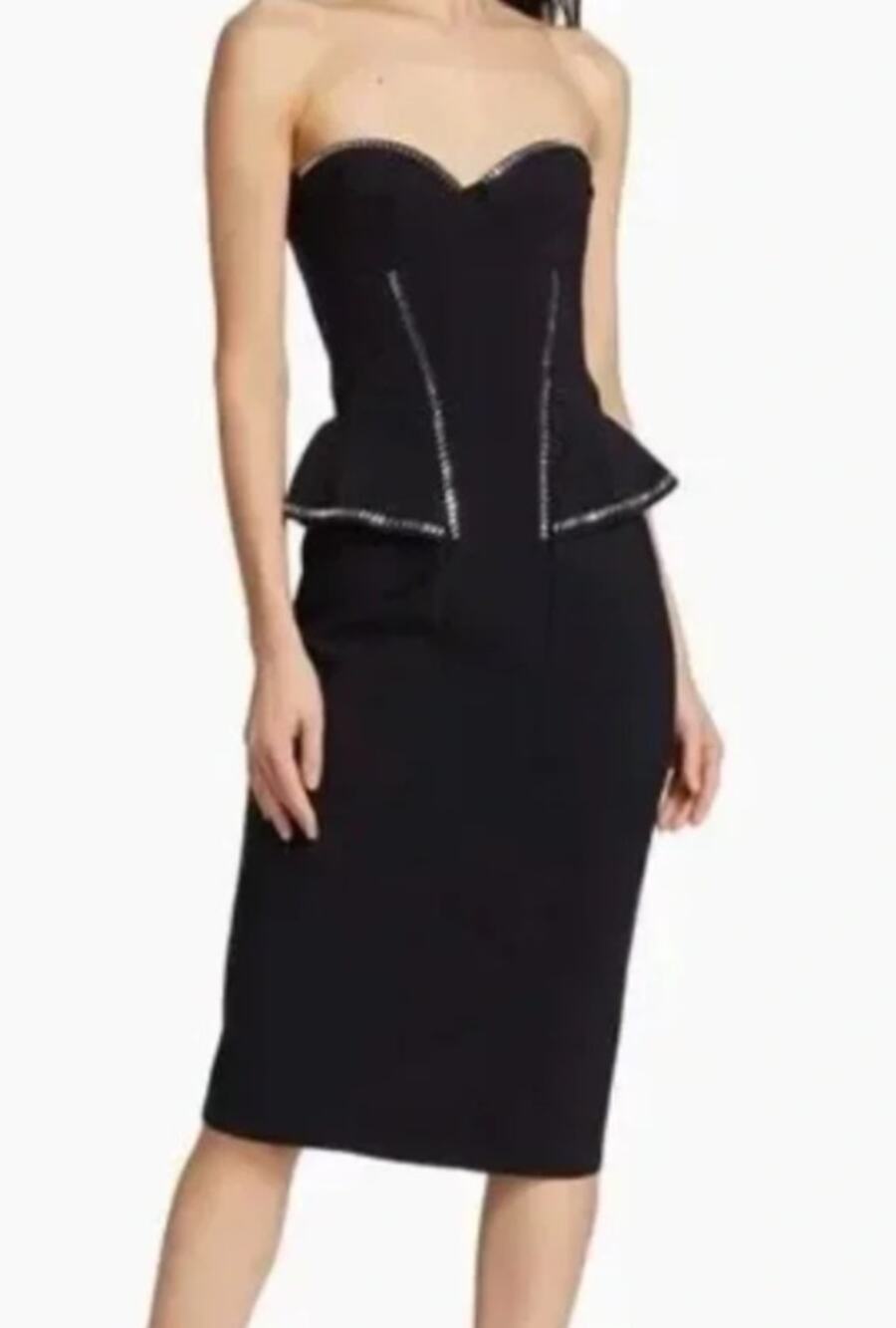 Chiara Boni La Petite Robe Terenzia Strapless Layered Dress Black Peplum Size 44